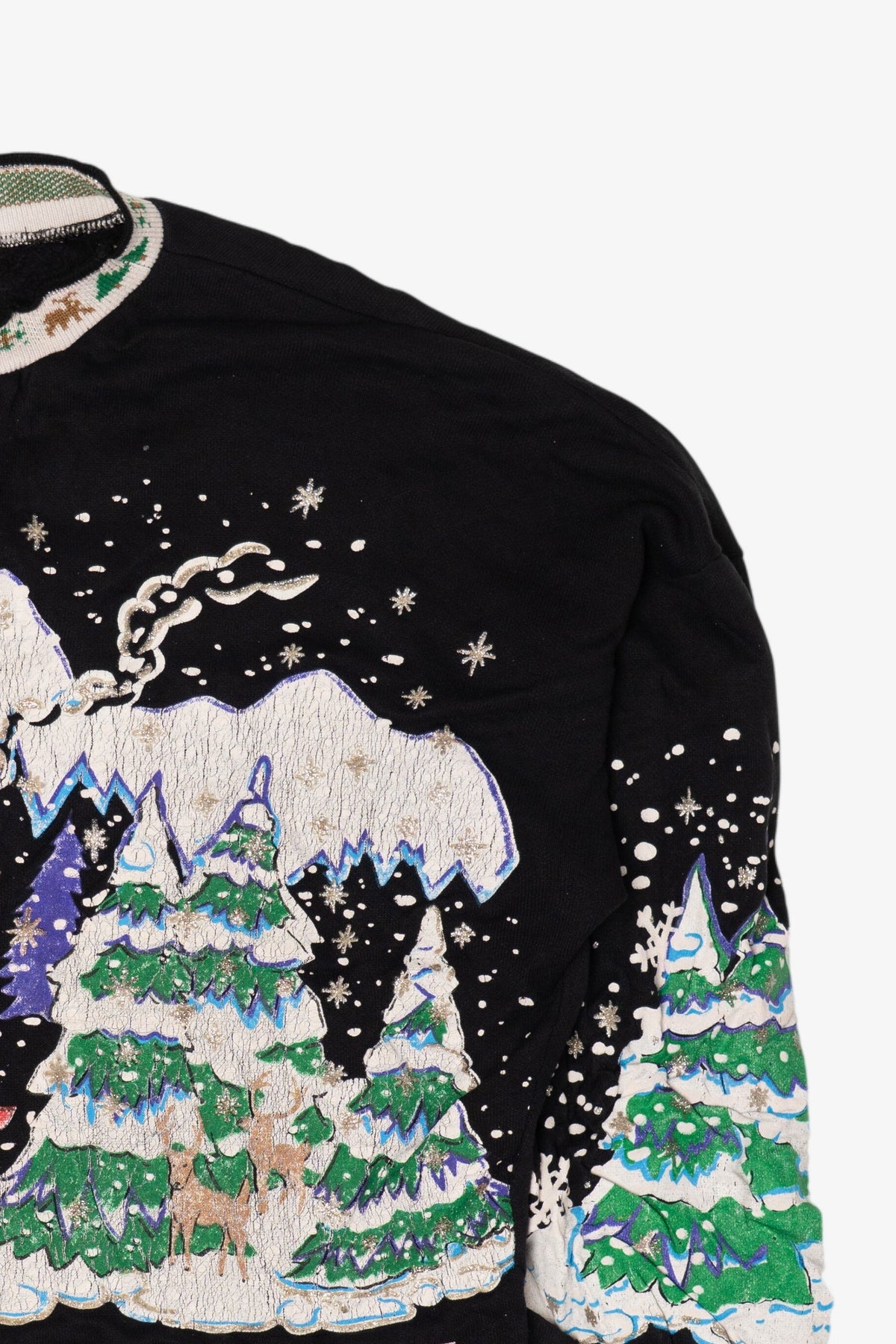 Vintage Black Nutcracker "Seasons Greeting" Winter Cabin Ugly Christmas Sweatshirt (1980s)