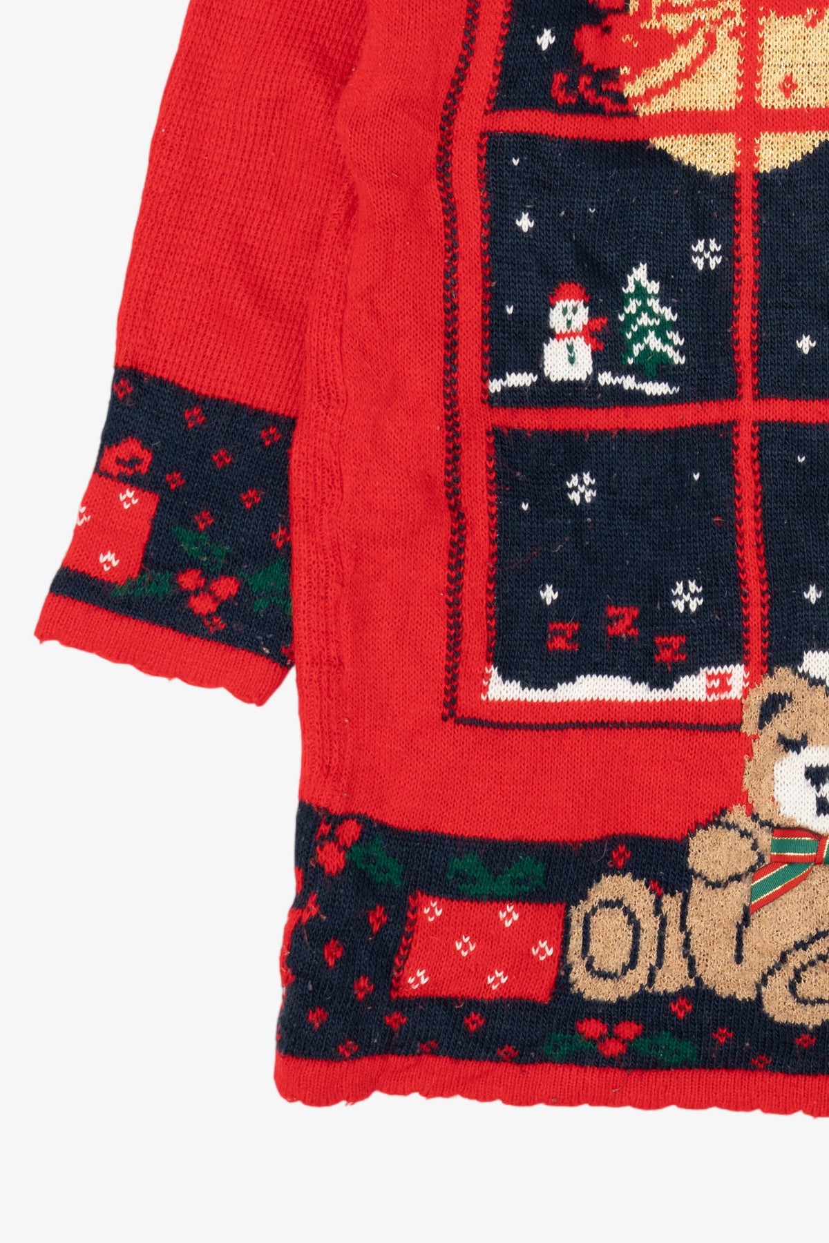 Vintage Red Nutcracker Teddy Bears Ugly Christmas Pullover (1990s)