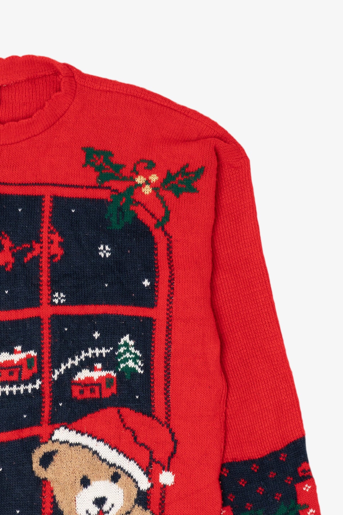 Vintage Red Nutcracker Teddy Bears Ugly Christmas Pullover (1990s)