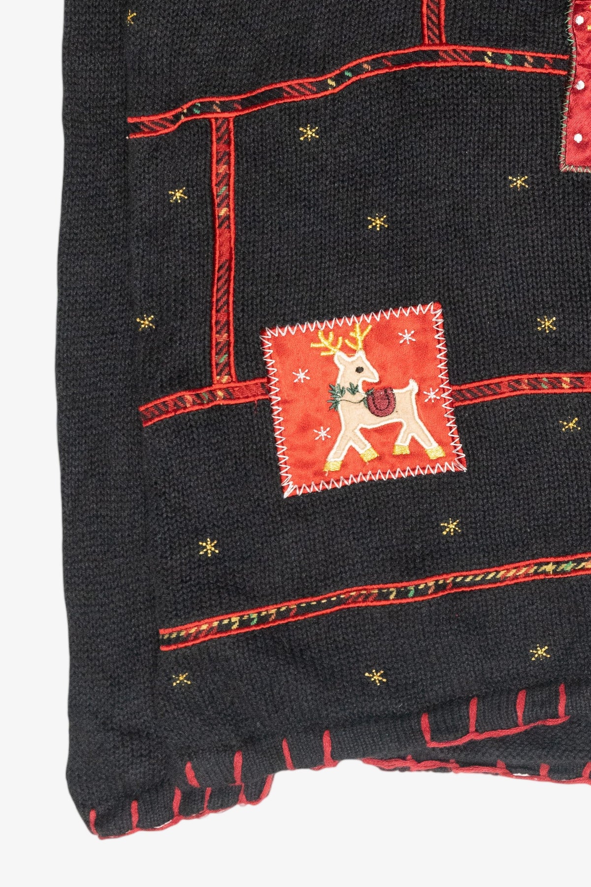 Festive Grid Vintage Ugly Christmas Turtleneck Sweater (1990s)