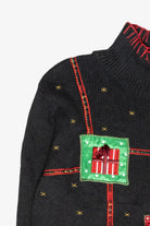 Festive Grid Vintage Ugly Christmas Turtleneck Sweater (1990s)