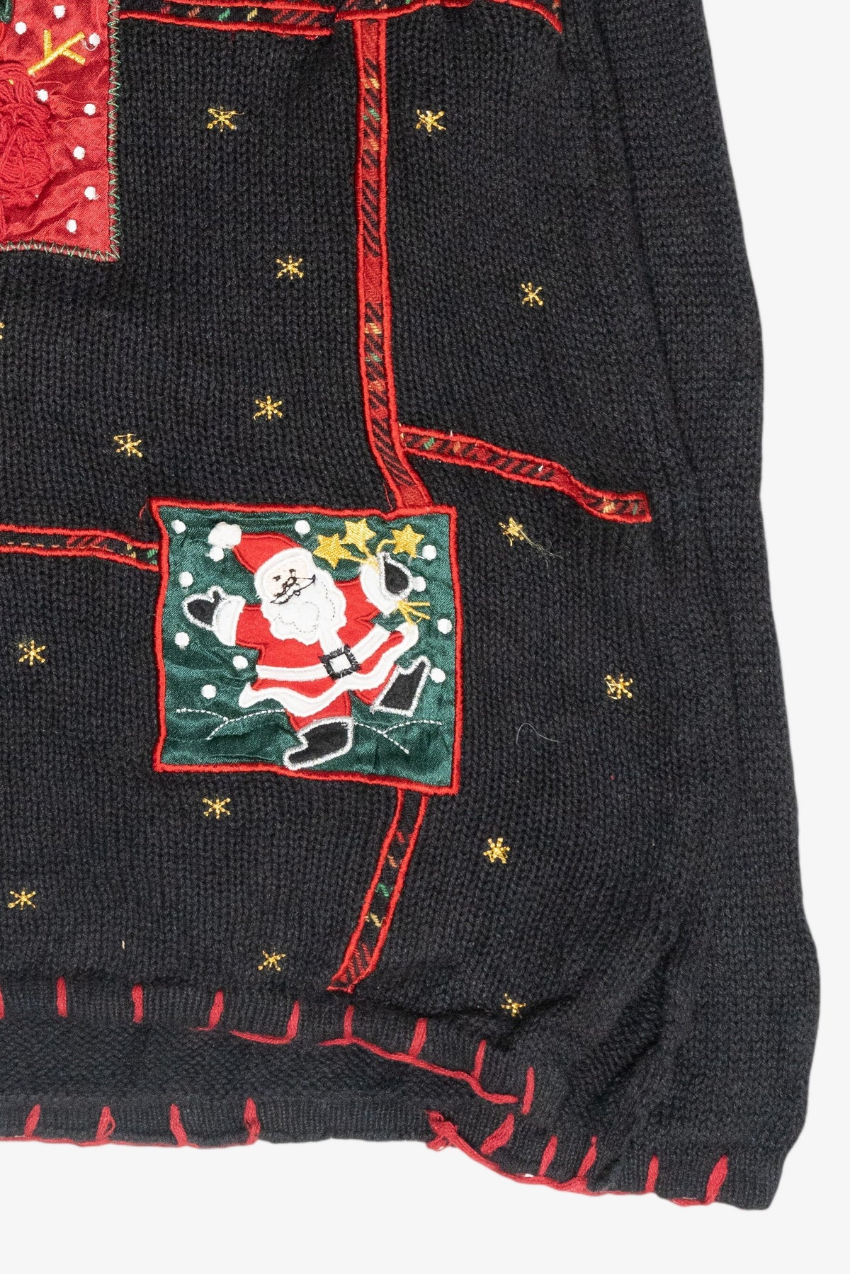 Festive Grid Vintage Ugly Christmas Turtleneck Sweater (1990s)
