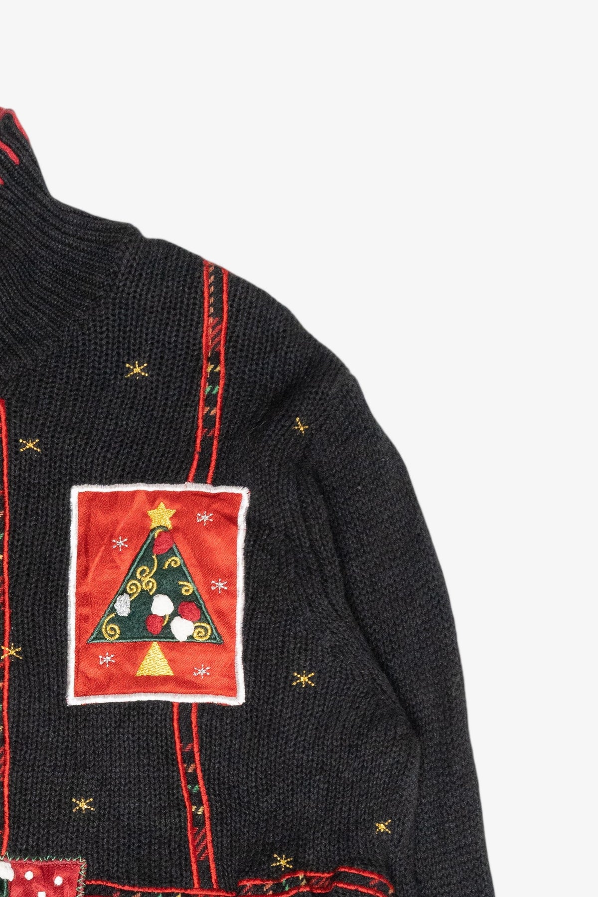 Festive Grid Vintage Ugly Christmas Turtleneck Sweater (1990s)