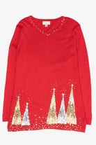 Sequin Trees Vintage Ugly Christmas Pullover (2000s)
