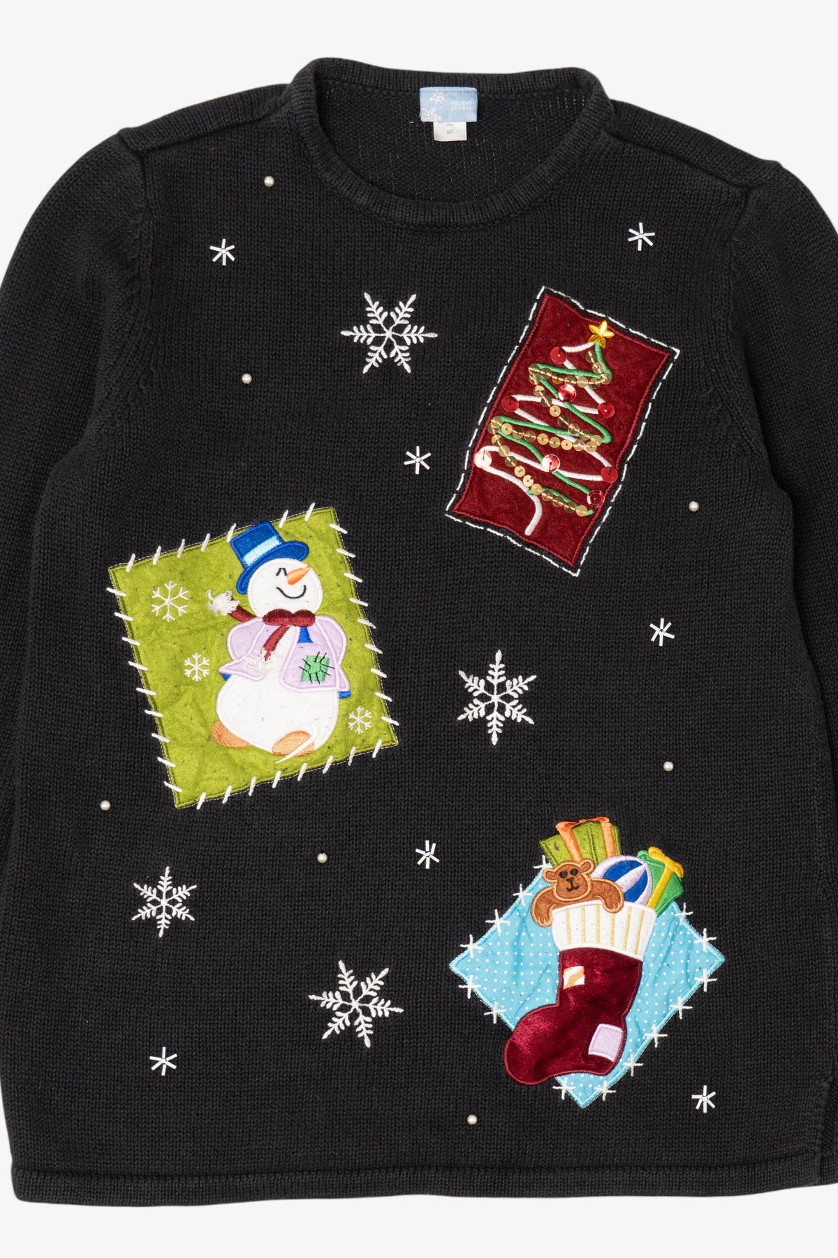Vintage Black Holiday Editions Snowmen Ugly Christmas Pullover (2000s)