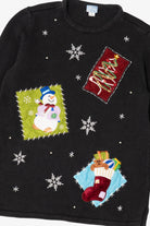 Vintage Black Holiday Editions Snowmen Ugly Christmas Pullover (2000s)