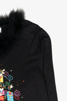 Gift Tree Fur Collar Vintage Ugly Christmas Pullover (1990s)