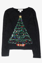 Sequin Tree Vintage Ugly Christmas Pullover (2000s)