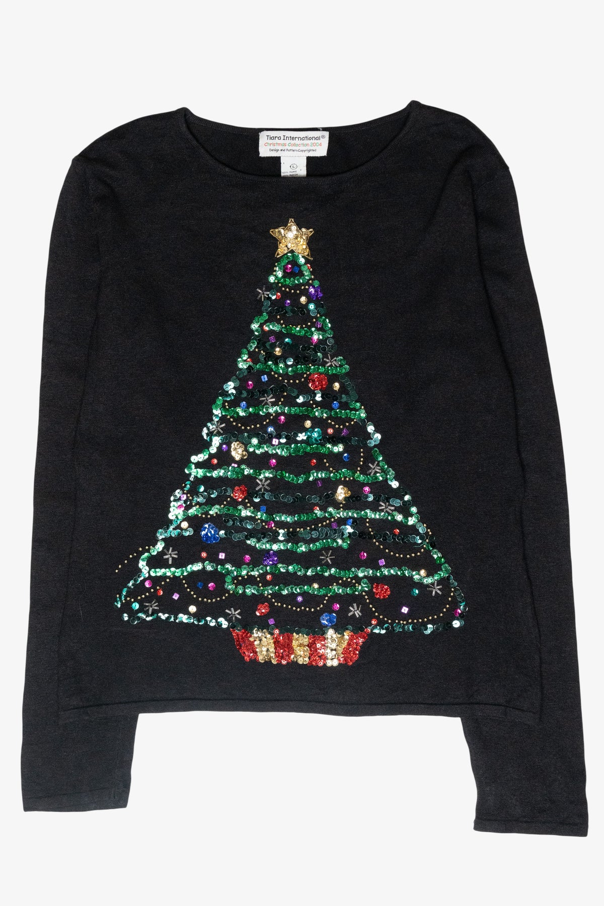 Sequin Tree Vintage Ugly Christmas Pullover (2000s)