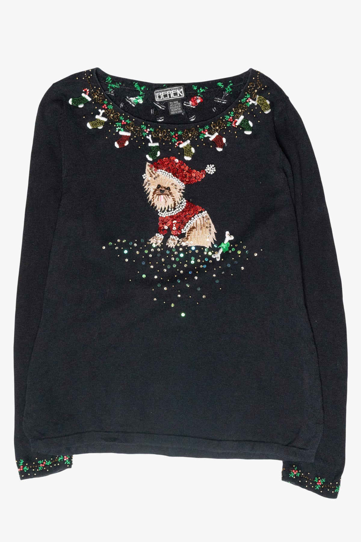 Sequin Dog Vintage Ugly Christmas Pullover (1990s)