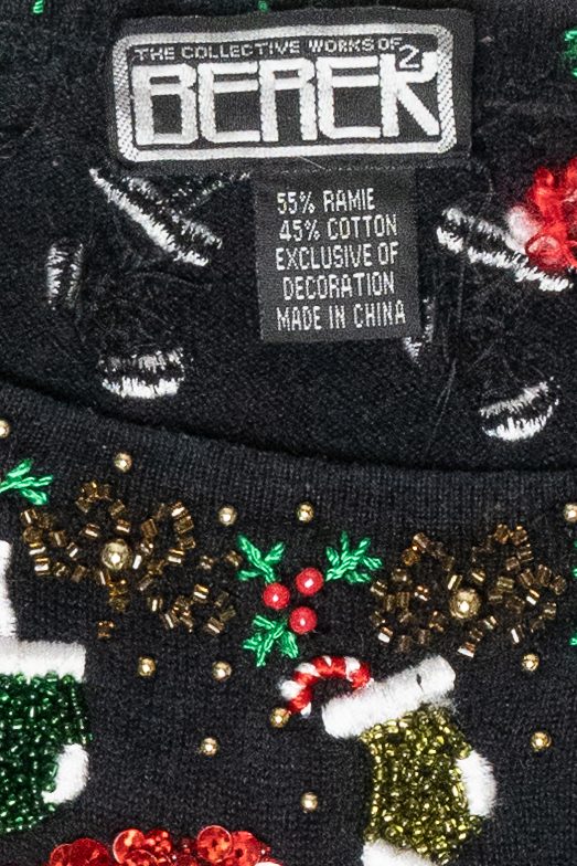 Sequin Dog Vintage Ugly Christmas Pullover (1990s)