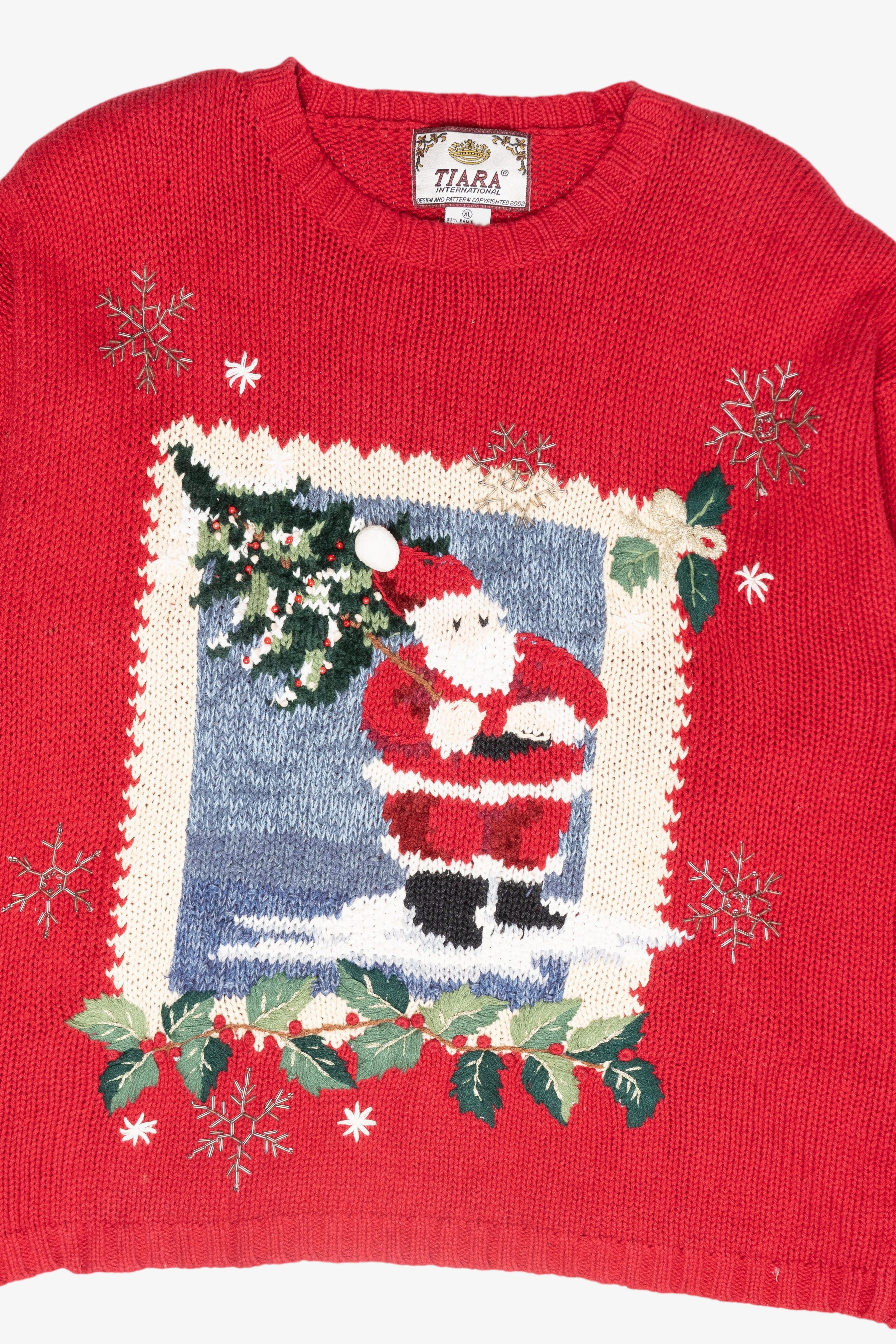 Santa Tree Haul Vintage Ugly Christmas Sweater (2000s)