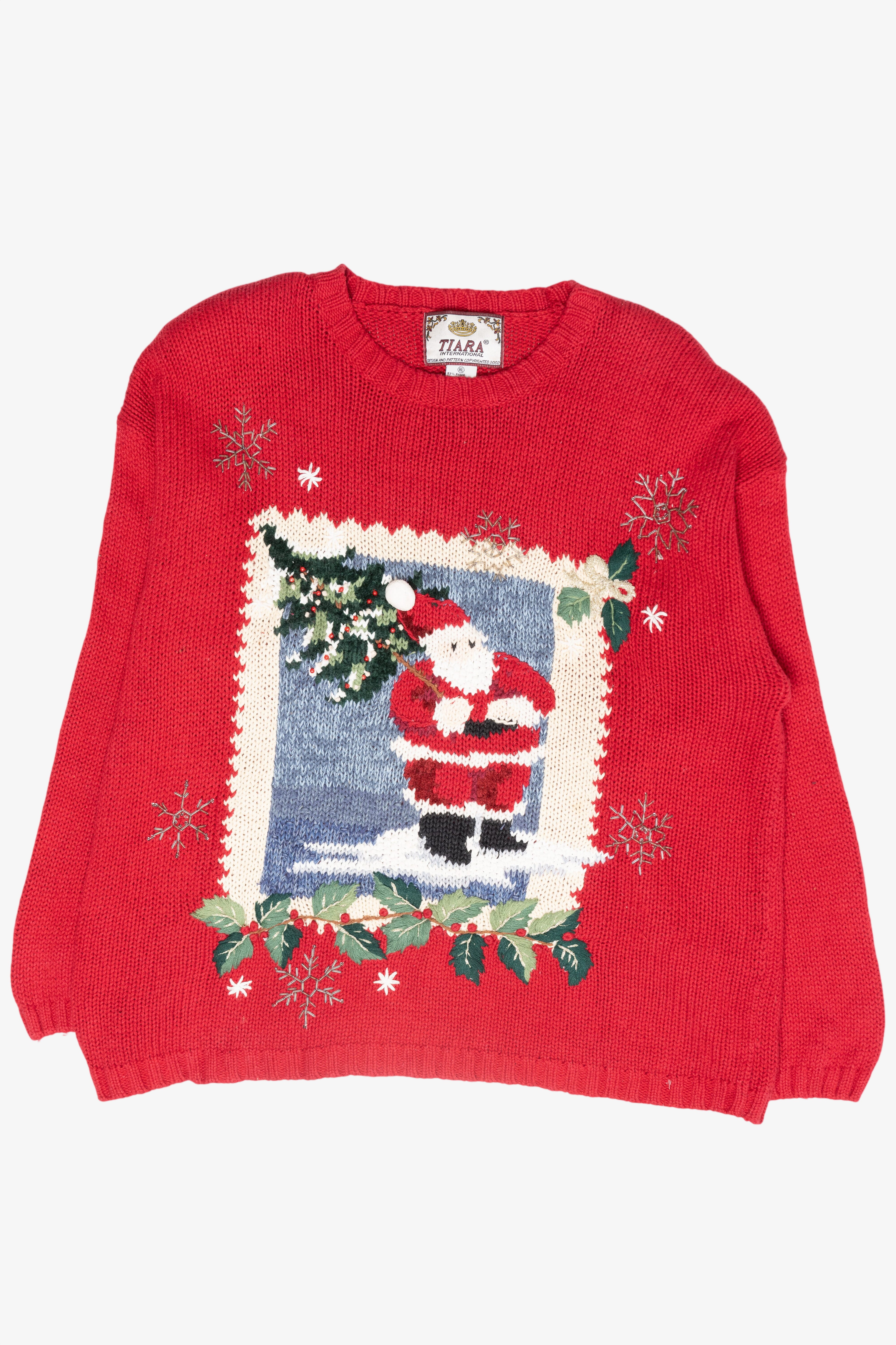 Santa Tree Haul Vintage Ugly Christmas Sweater (2000s)