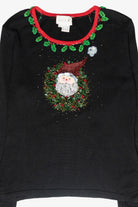 Santa Wreath Vintage Ugly Christmas Pullover (1990s)