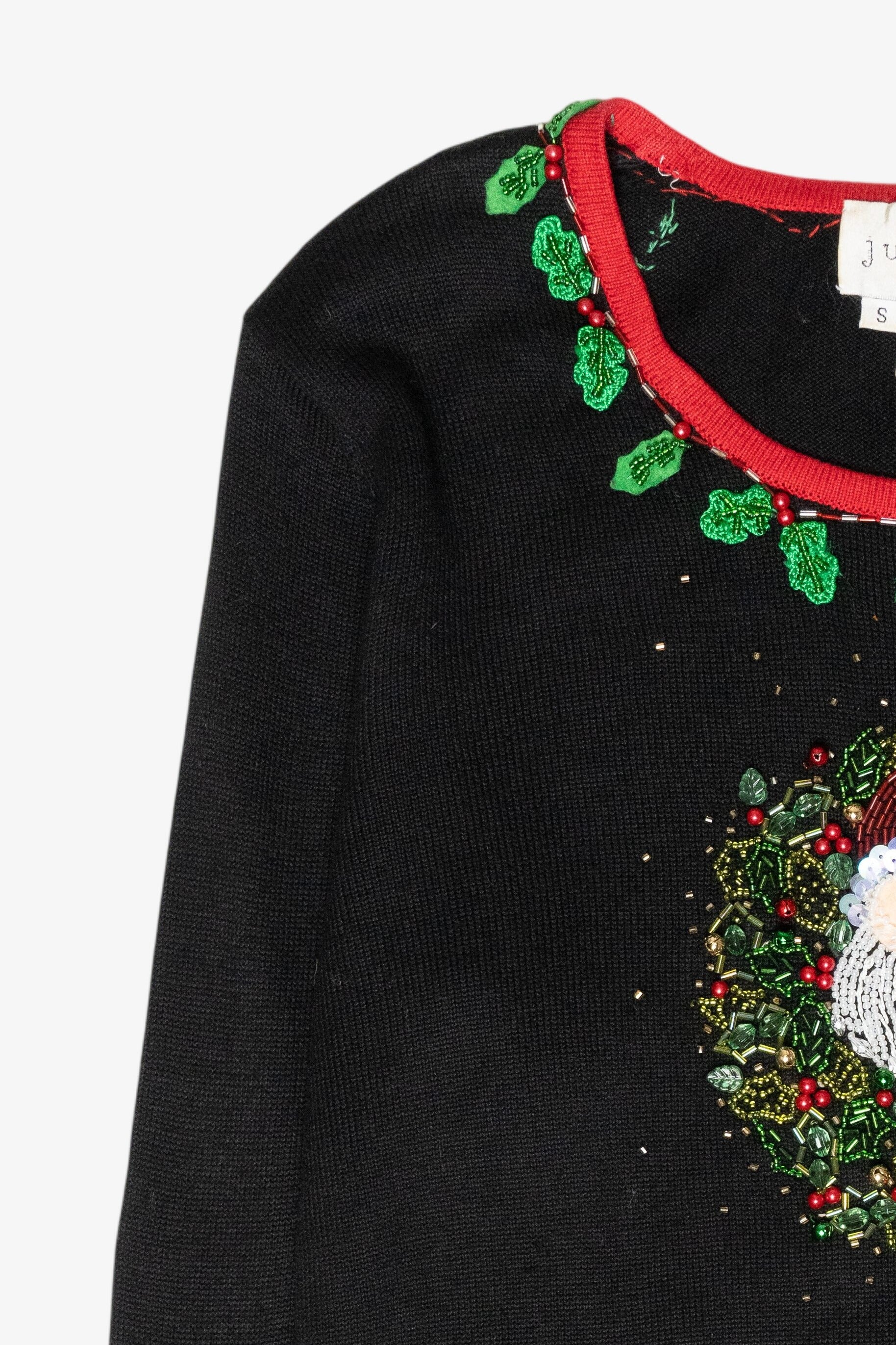Santa Wreath Vintage Ugly Christmas Pullover (1990s)