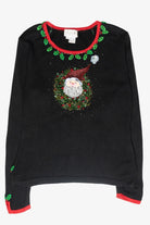 Santa Wreath Vintage Ugly Christmas Pullover (1990s)
