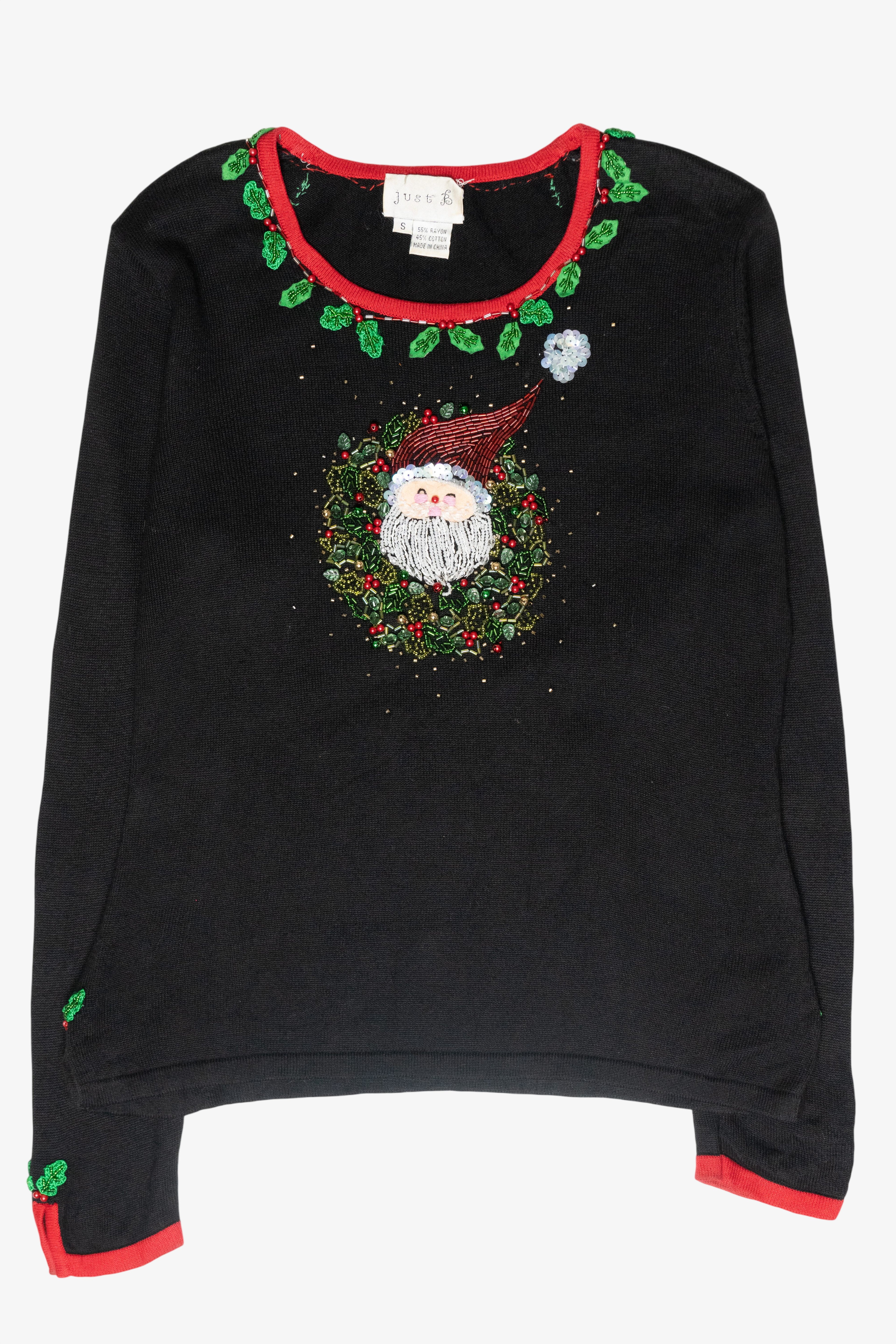 Santa Wreath Vintage Ugly Christmas Pullover (1990s)
