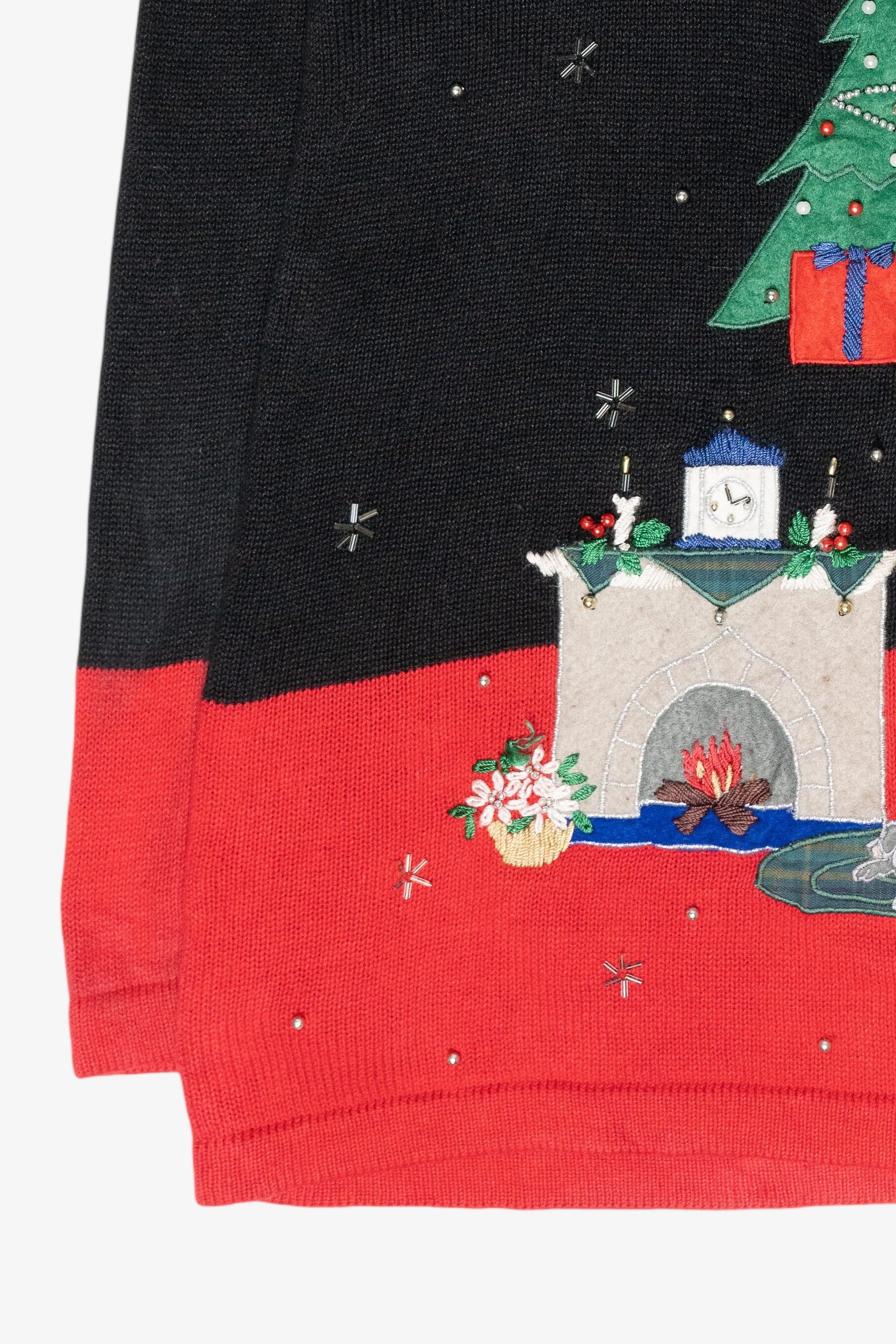 Cozy Fireplace Vintage Ugly Christmas Sweater (1990s)