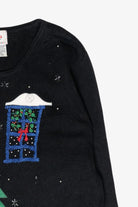 Cozy Fireplace Vintage Ugly Christmas Sweater (1990s)