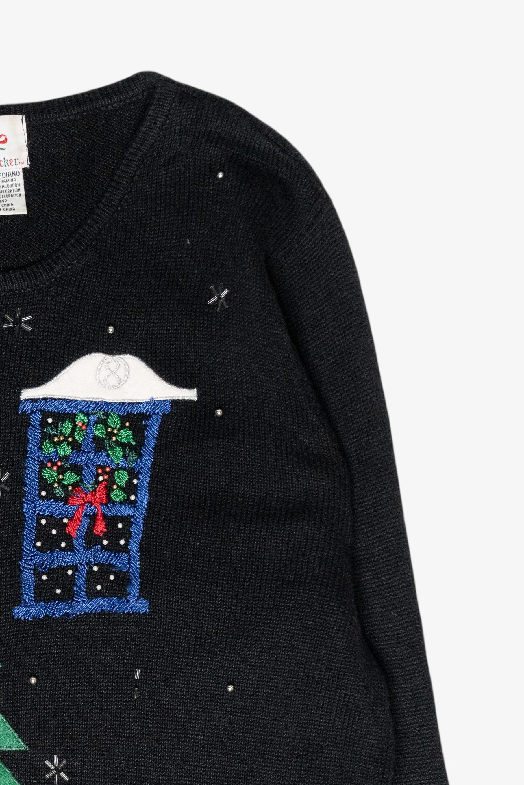Cozy Fireplace Vintage Ugly Christmas Sweater (1990s)