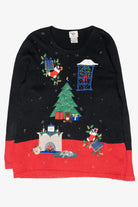 Cozy Fireplace Vintage Ugly Christmas Sweater (1990s)