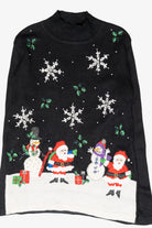 Santa and Snowmen Vintage Ugly Christmas Turtleneck Sweater (1990s)
