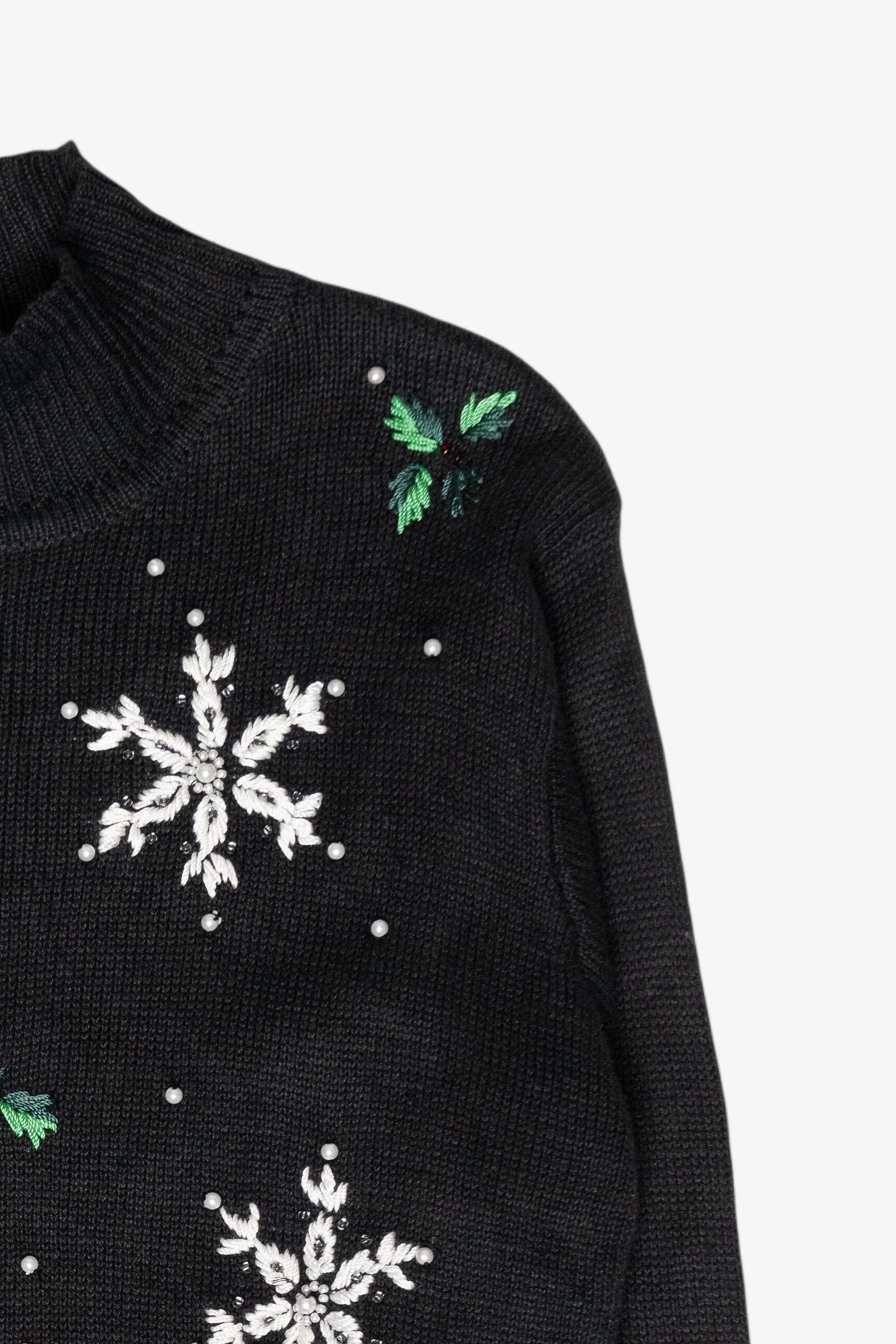 Santa and Snowmen Vintage Ugly Christmas Turtleneck Sweater (1990s)