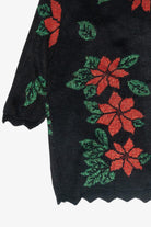 Holly Flowers Lurex Vintage Ugly Christmas Sweater (1980s)