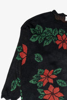 Holly Flowers Lurex Vintage Ugly Christmas Sweater (1980s)