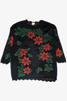 Holly Flowers Lurex Vintage Ugly Christmas Sweater (1980s)