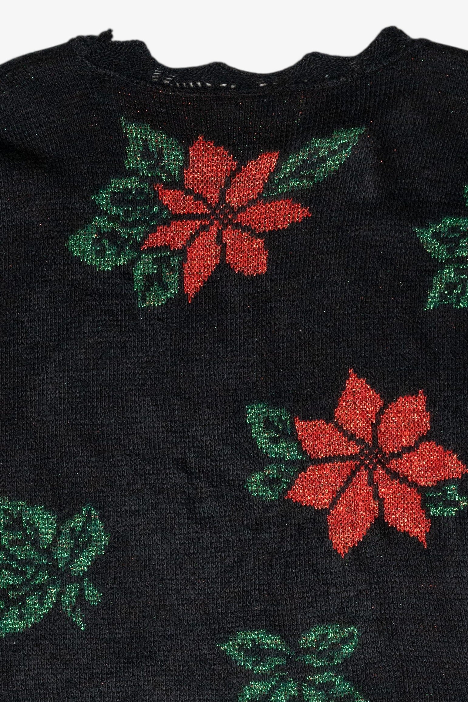 Holly Flowers Lurex Vintage Ugly Christmas Sweater (1980s)