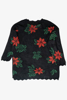Holly Flowers Lurex Vintage Ugly Christmas Sweater (1980s)