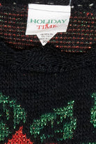 Holly Flowers Lurex Vintage Ugly Christmas Sweater (1980s)