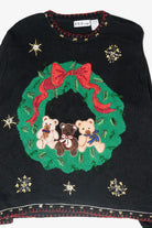 Teddy Bear Wreath Vintage Ugly Christmas Sweater (1990s)