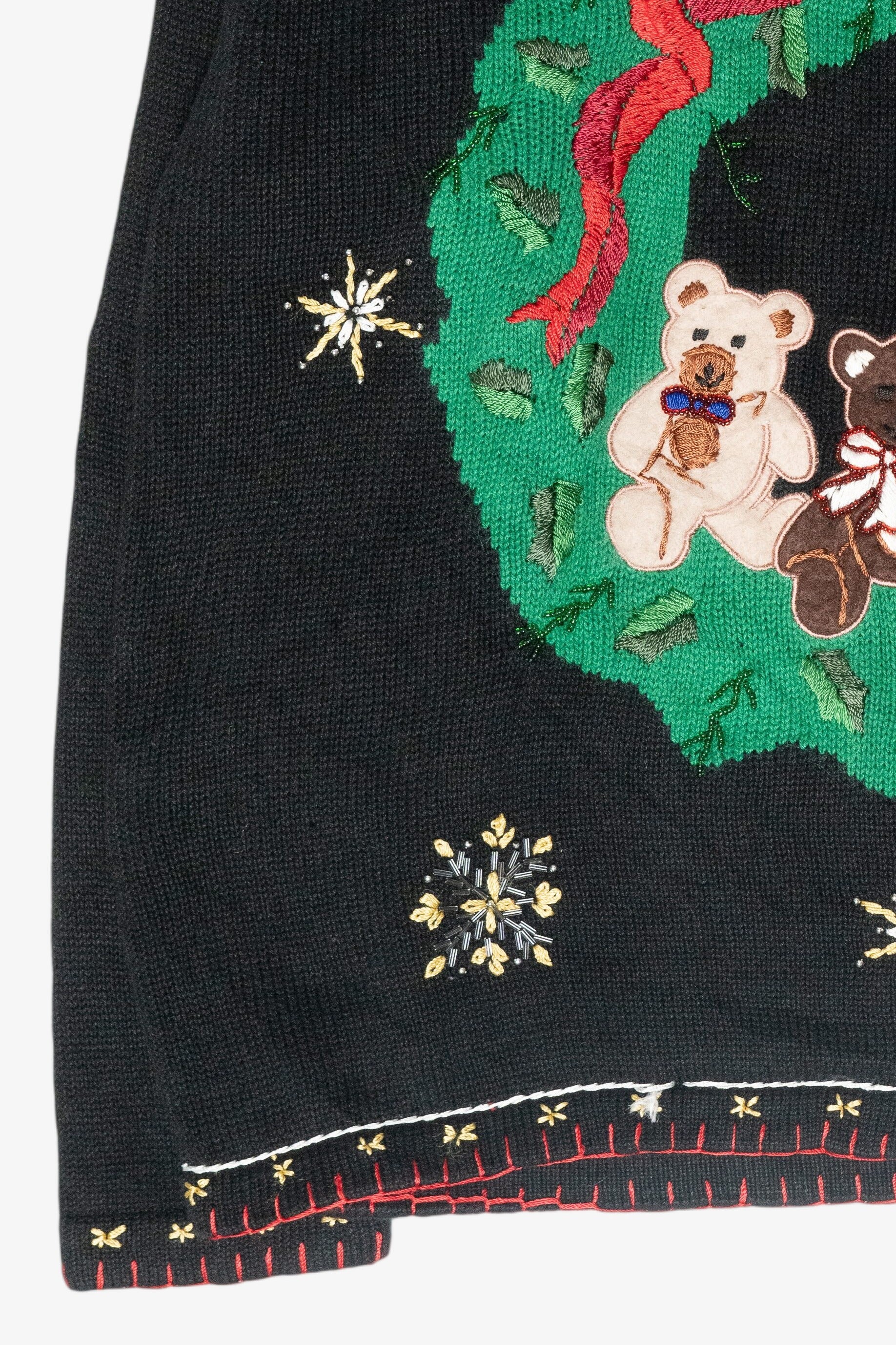 Teddy Bear Wreath Vintage Ugly Christmas Sweater (1990s)