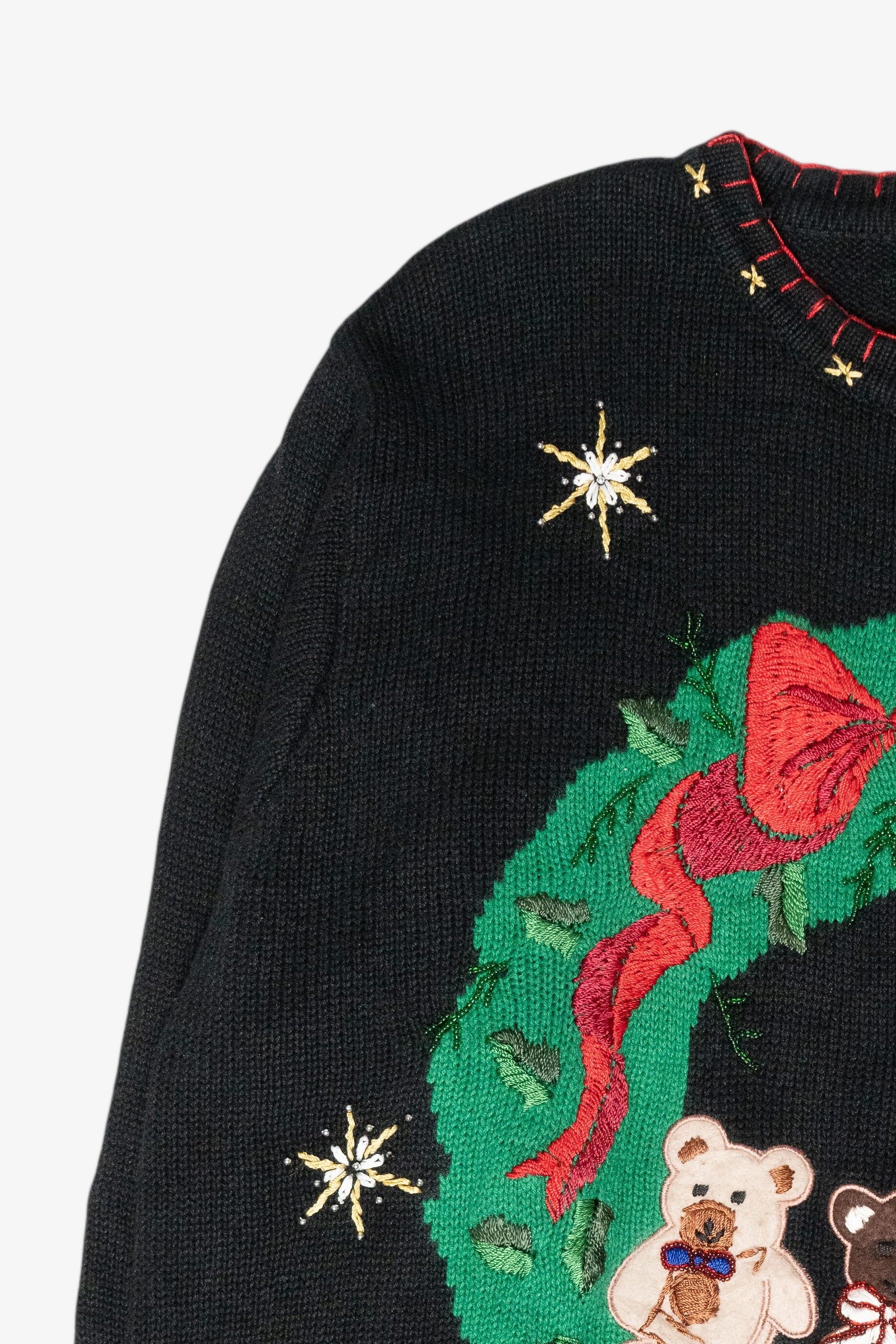 Teddy Bear Wreath Vintage Ugly Christmas Sweater (1990s)