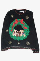 Teddy Bear Wreath Vintage Ugly Christmas Sweater (1990s)