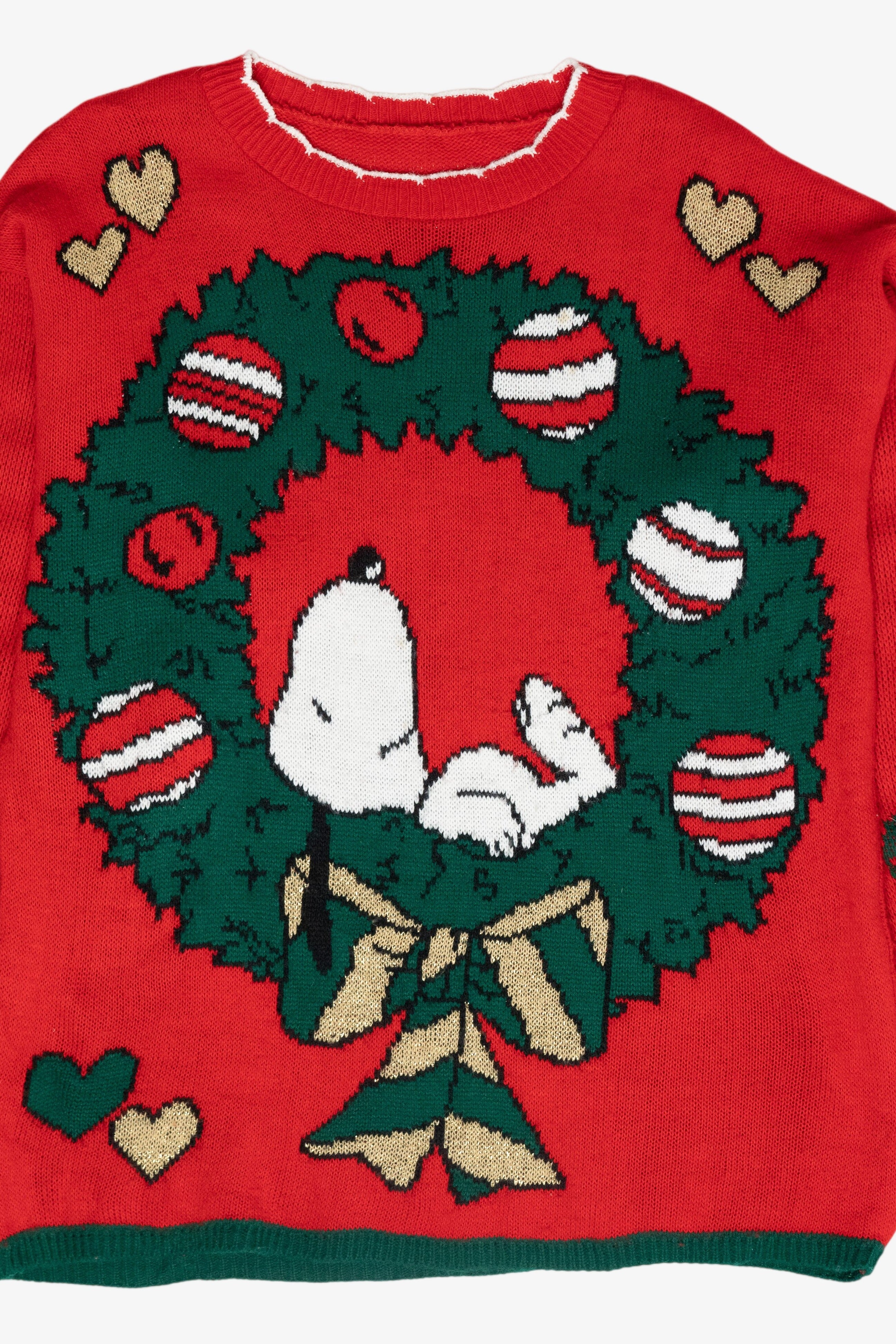 Snoopy Wreath Vintage Ugly Christmas Sweater (1980s)