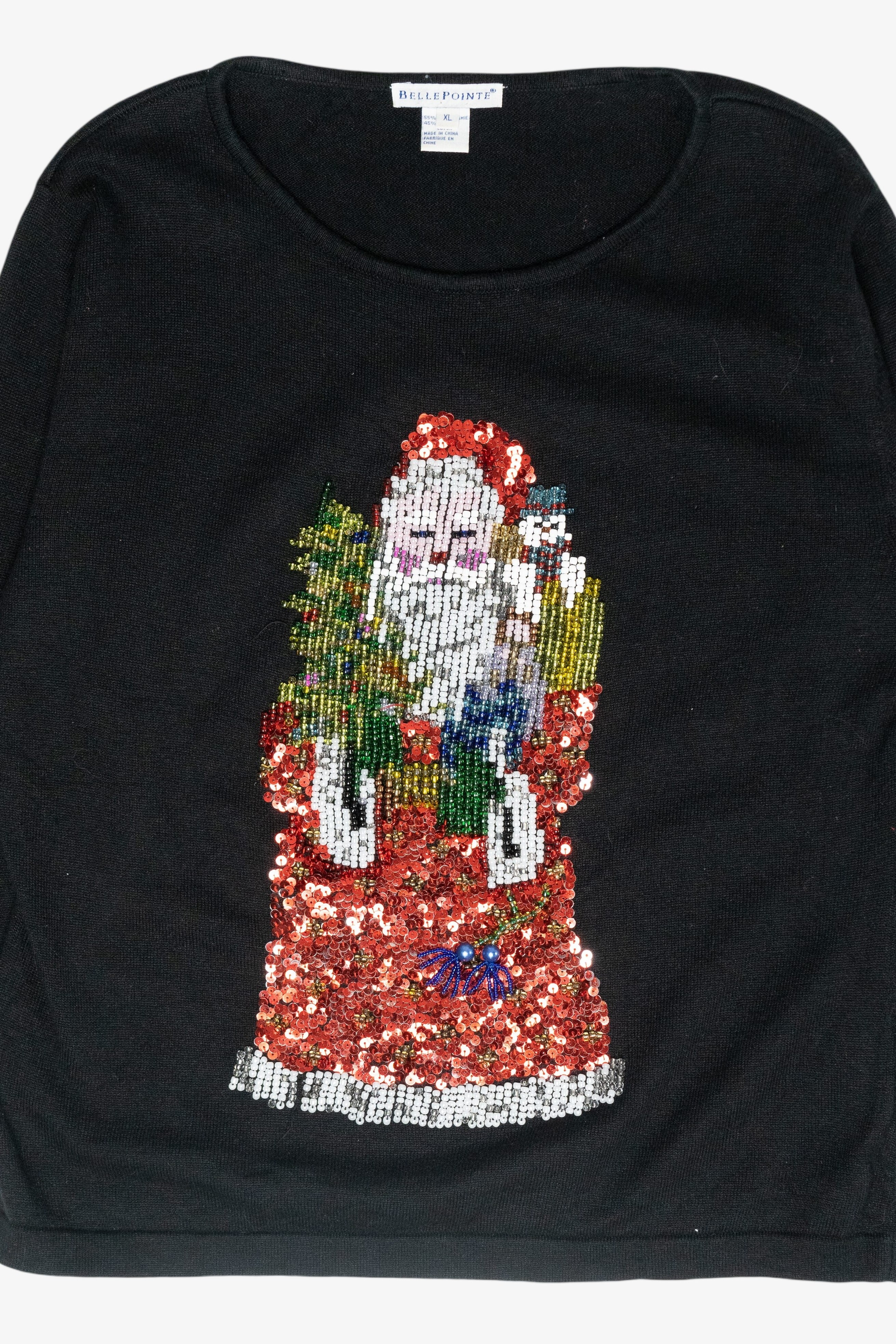 Beaded Santa Vintage Ugly Christmas Sweater (1990s)