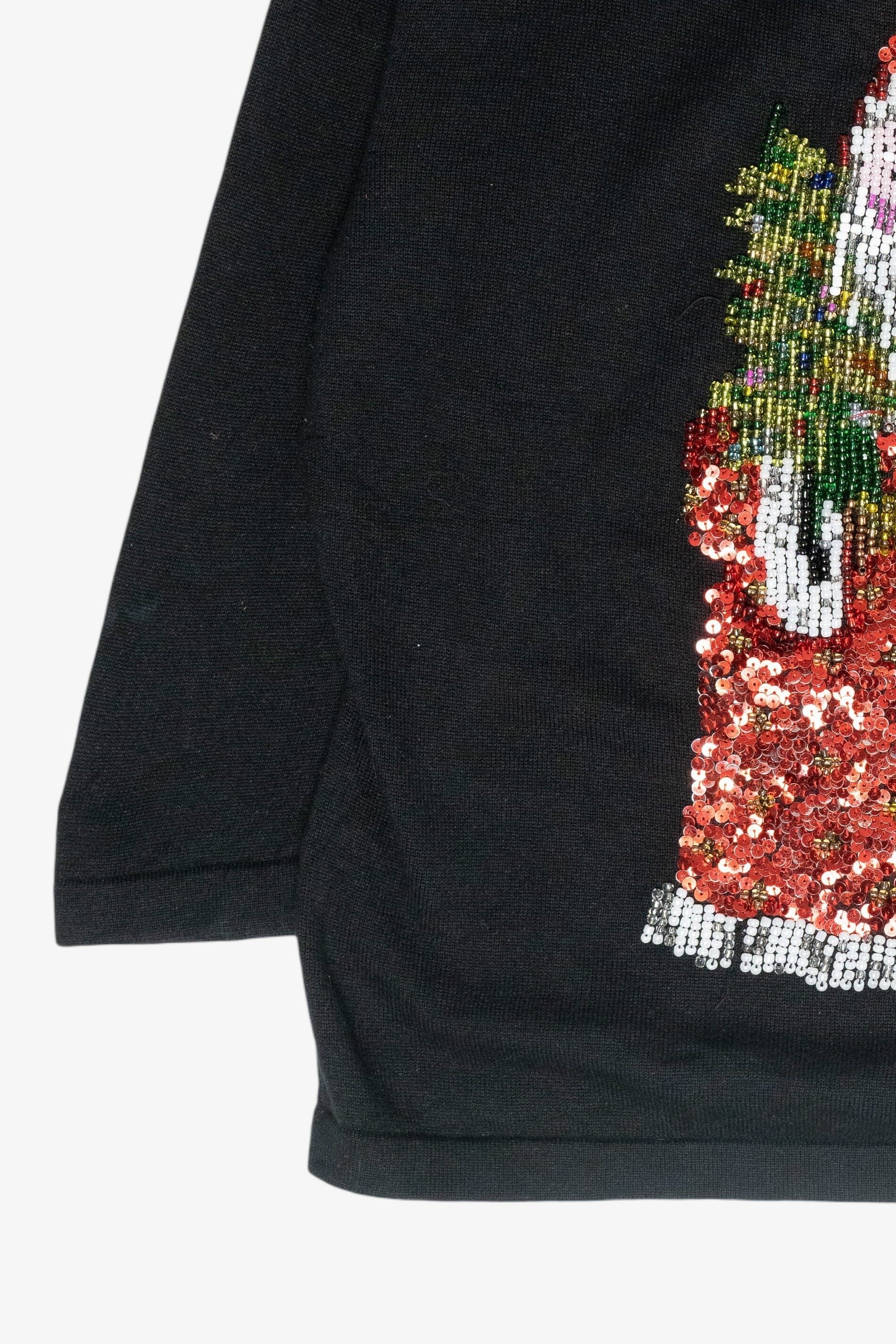 Beaded Santa Vintage Ugly Christmas Sweater (1990s)