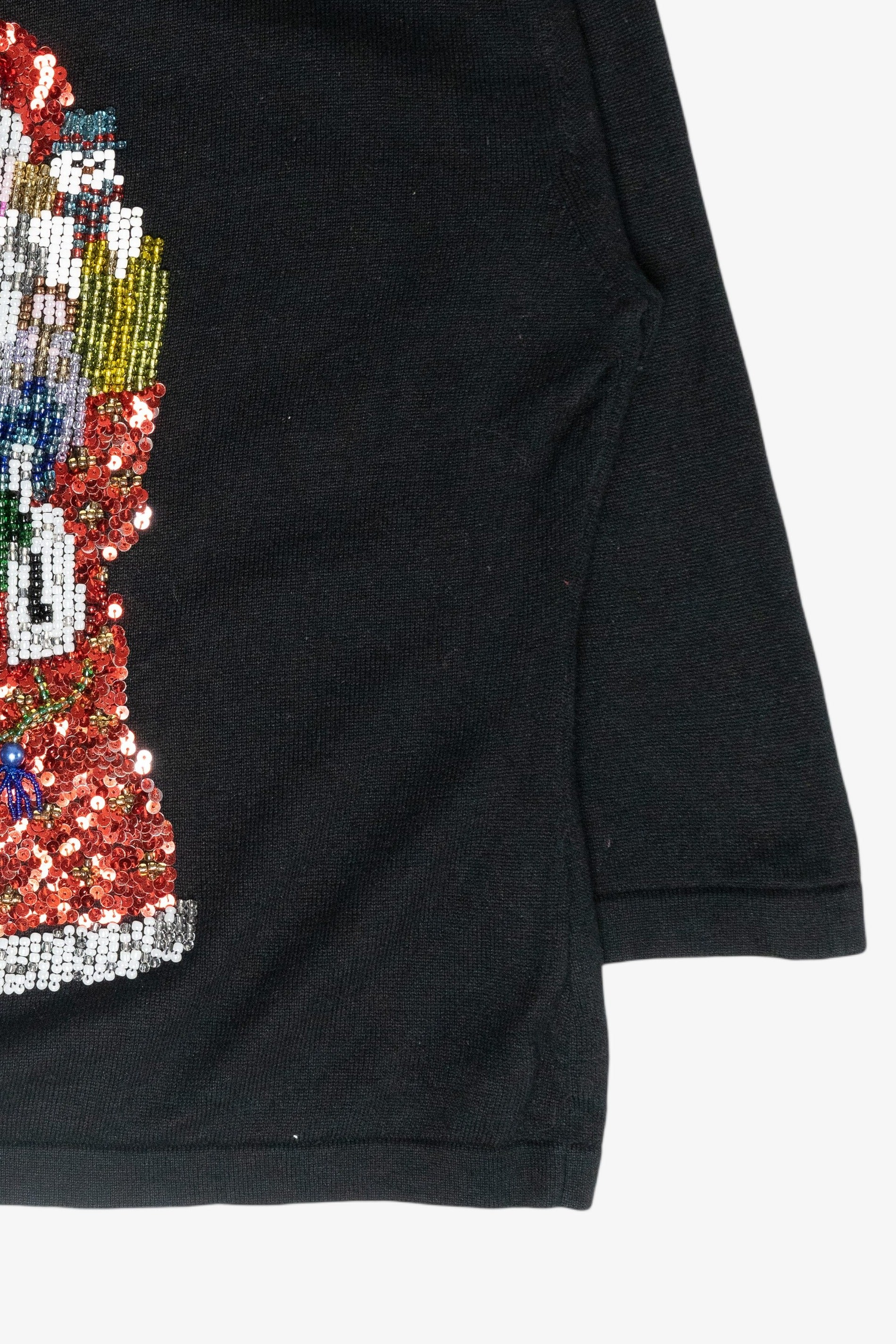 Beaded Santa Vintage Ugly Christmas Sweater (1990s)
