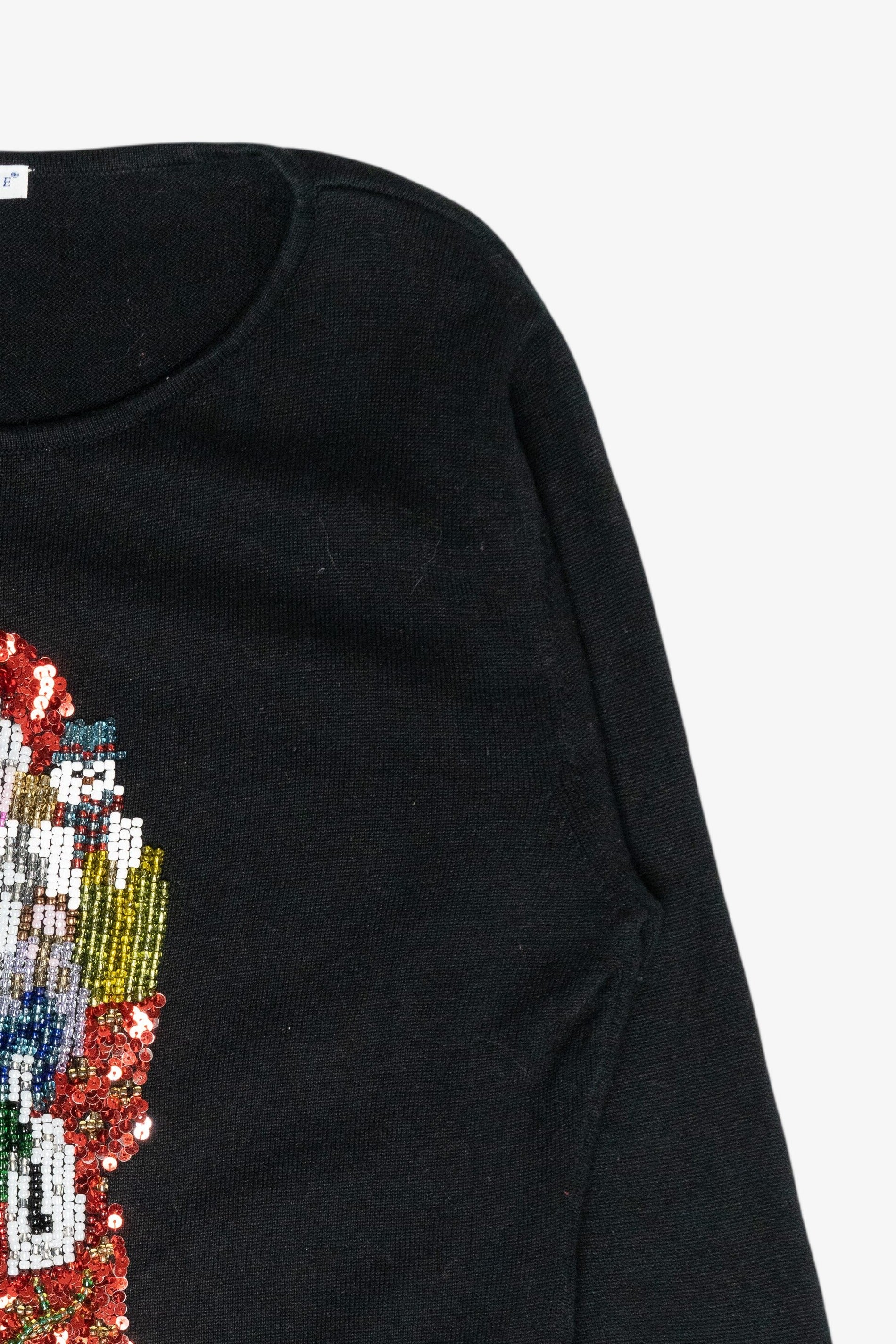 Beaded Santa Vintage Ugly Christmas Sweater (1990s)