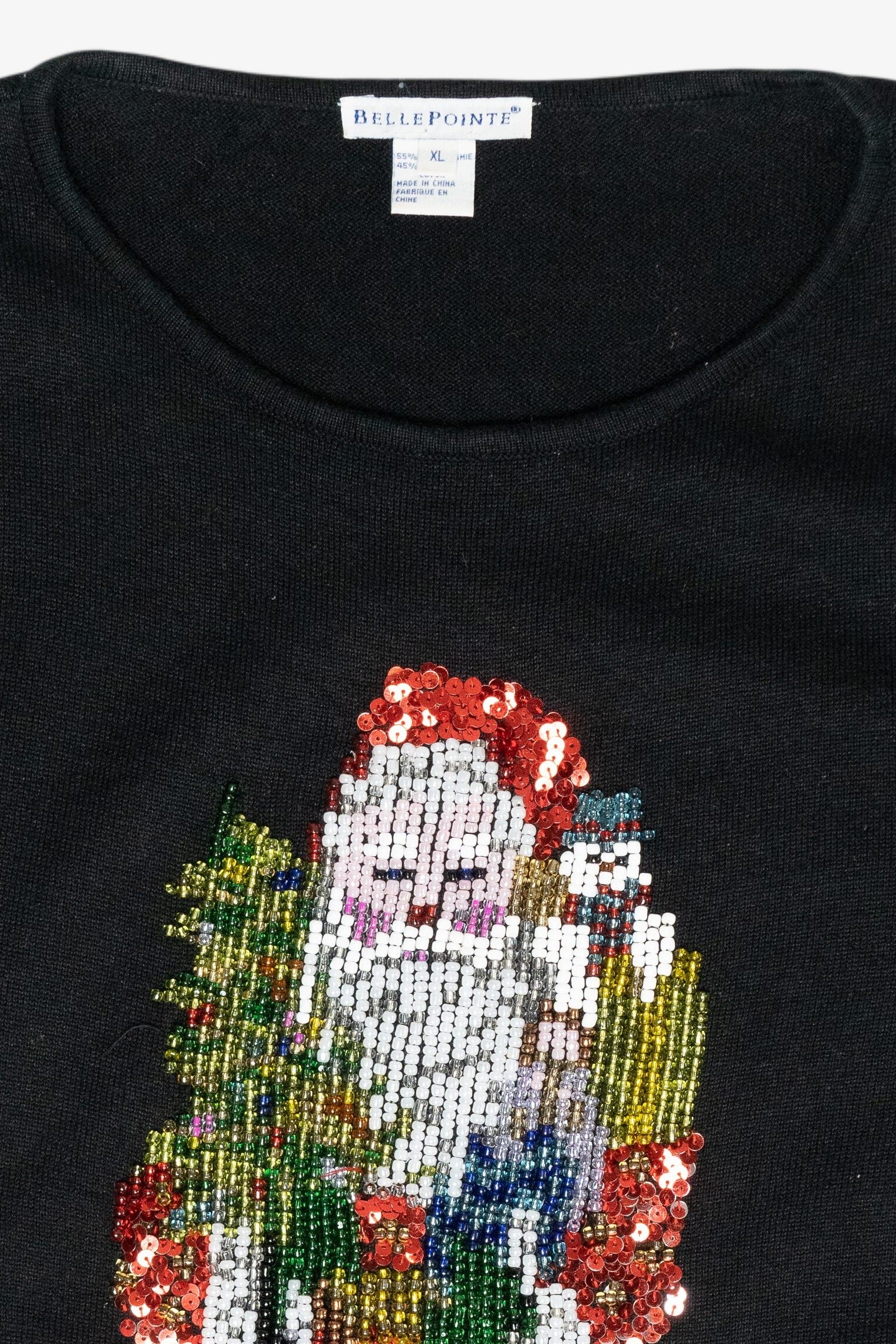 Beaded Santa Vintage Ugly Christmas Sweater (1990s)