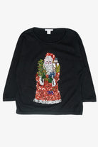 Beaded Santa Vintage Ugly Christmas Sweater (1990s)
