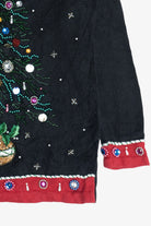 Vintage Beaded Christmas Tree Ugly Christmas Sweater Dress (1990s)