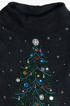 Vintage Beaded Christmas Tree Ugly Christmas Sweater Dress (1990s)