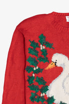 Vintage Hand Knit Swan In Wreath Ugly Christmas Sweater (1990s)