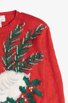 Vintage Hand Knit Swan In Wreath Ugly Christmas Sweater (1990s)