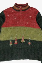 Trees Vintage Ugly Christmas Partial Zip Pullover (1990s)