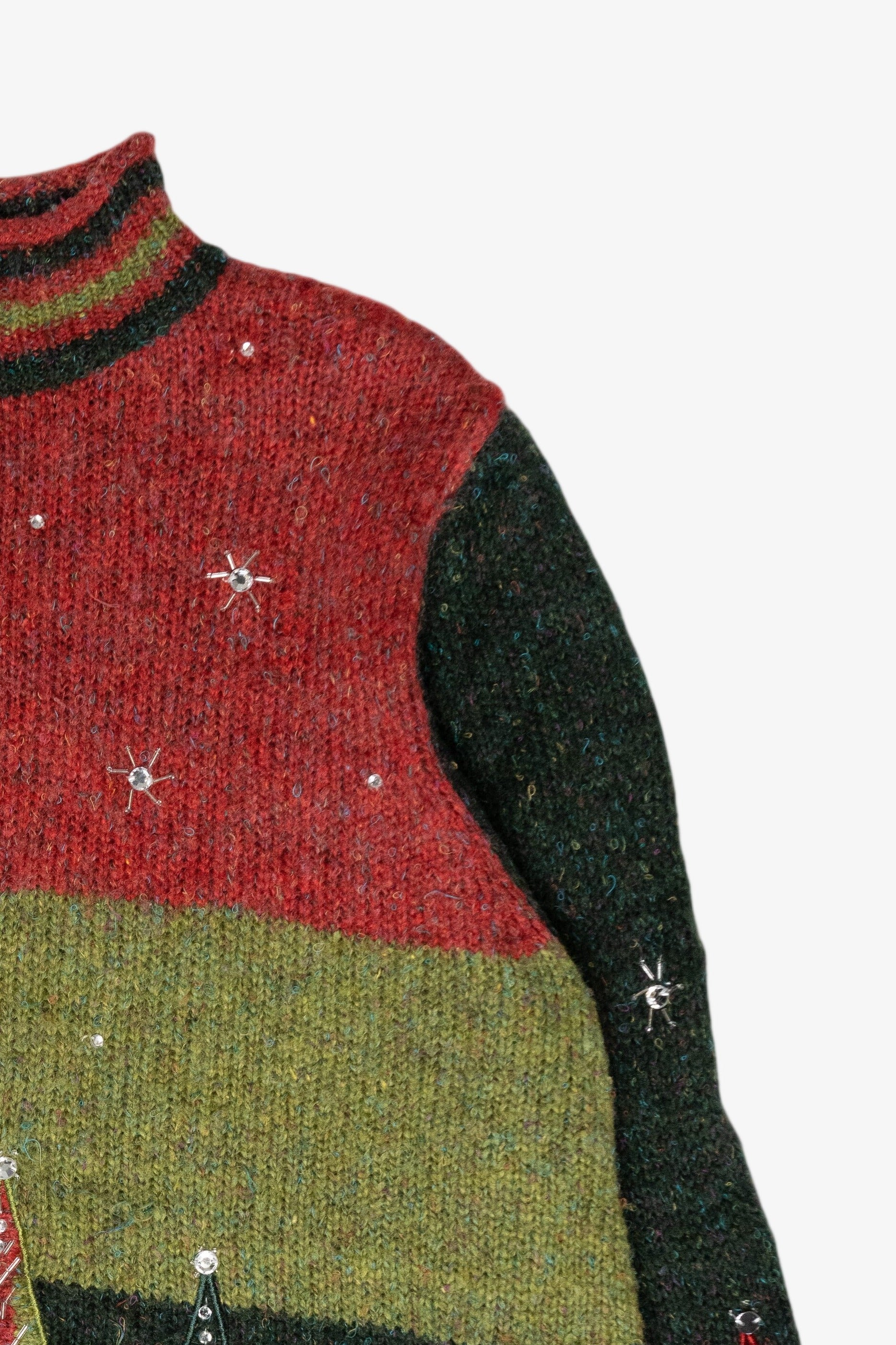 Trees Vintage Ugly Christmas Partial Zip Pullover (1990s)